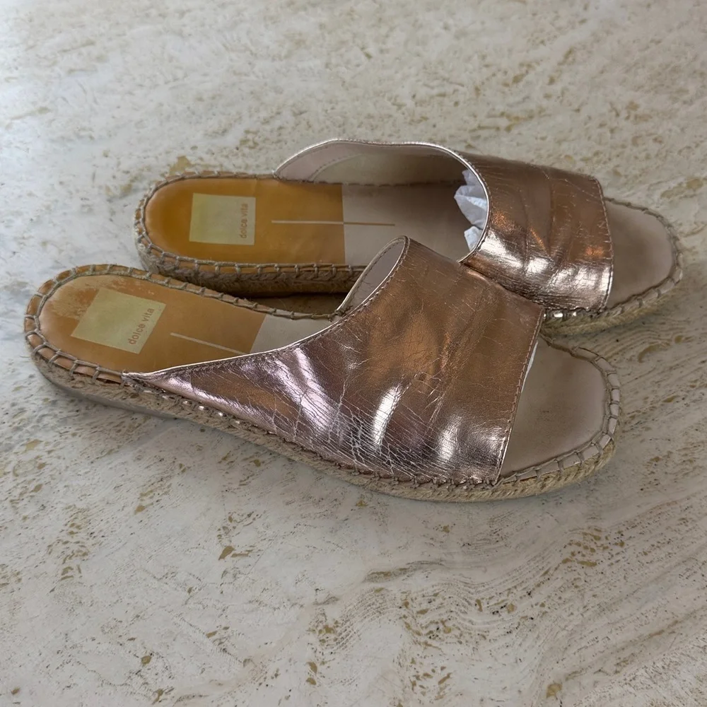 Dolce Vita Banji Women's Rose Gold Espadrille Slides size 7